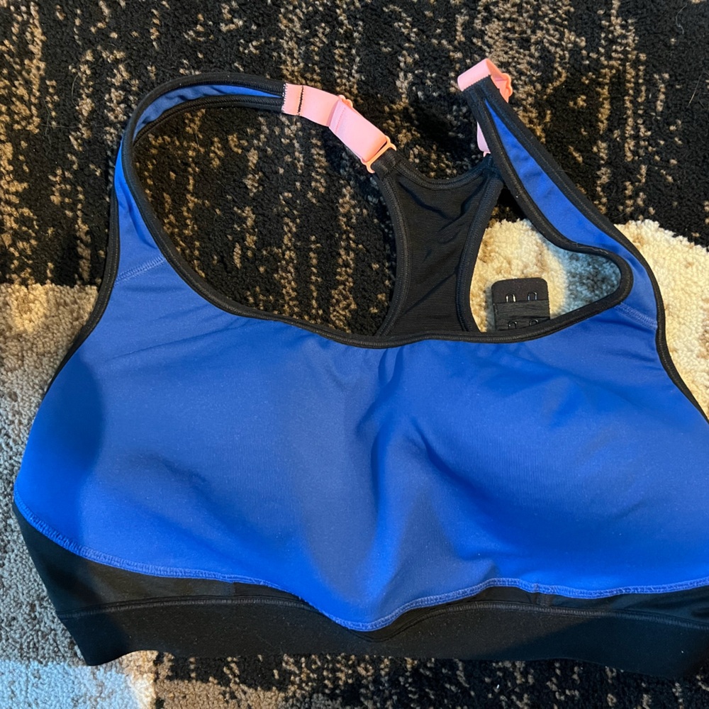 Blue and Black Women's sports bra